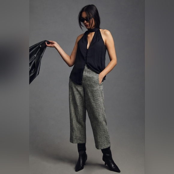 NWT ANTHROPOLOGIE | Silky Cutout Black Halter Top - Picture 5 of 6